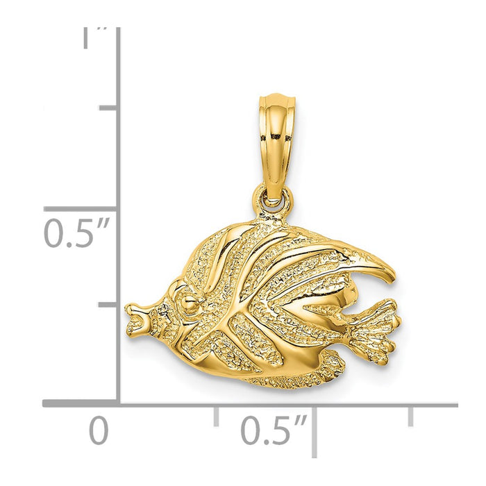 Million Charms 14K Yellow Gold Themed Polished & Engraved Fish Charm