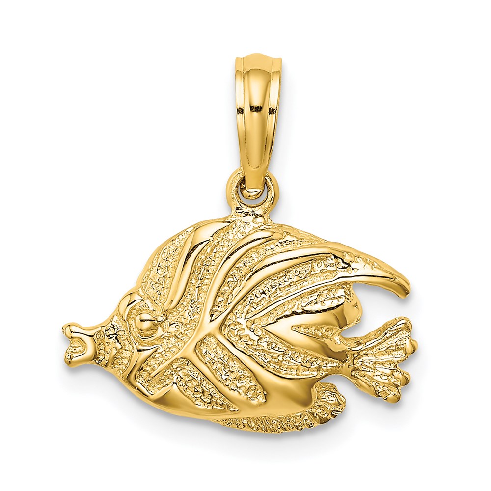 Million Charms 14K Yellow Gold Themed Polished & Engraved Fish Charm