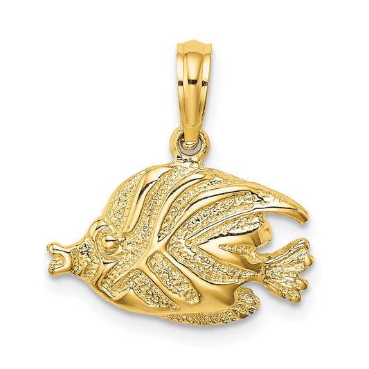 Million Charms 14K Yellow Gold Themed Polished & Engraved Fish Charm