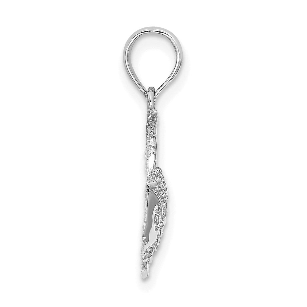 Million Charms 14K White Gold Themed Textured Fish Charm