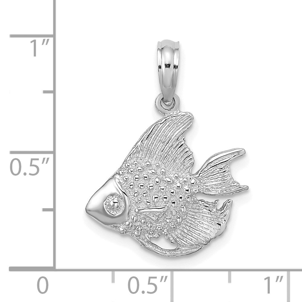 Million Charms 14K White Gold Themed Textured Fish Charm