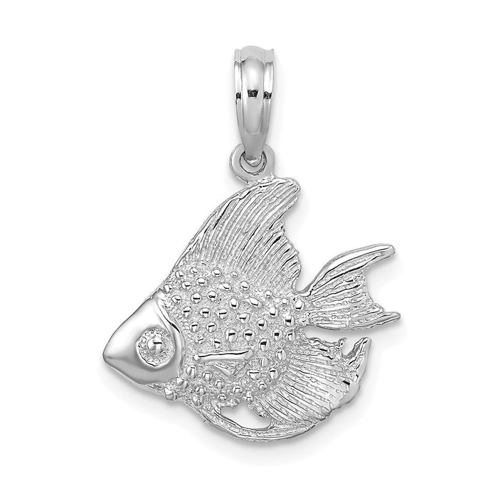 Million Charms 14K White Gold Themed Textured Fish Charm