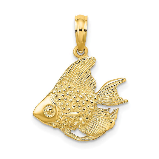 Million Charms 14K Yellow Gold Themed Textured Fish Charm