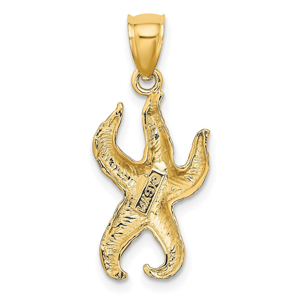 Million Charms 14K Yellow Gold Themed Textured Nautical Starfish Charm