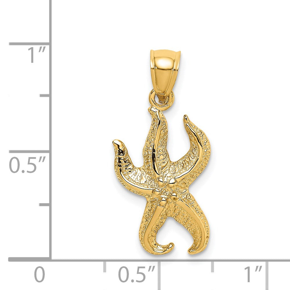 Million Charms 14K Yellow Gold Themed Textured Nautical Starfish Charm