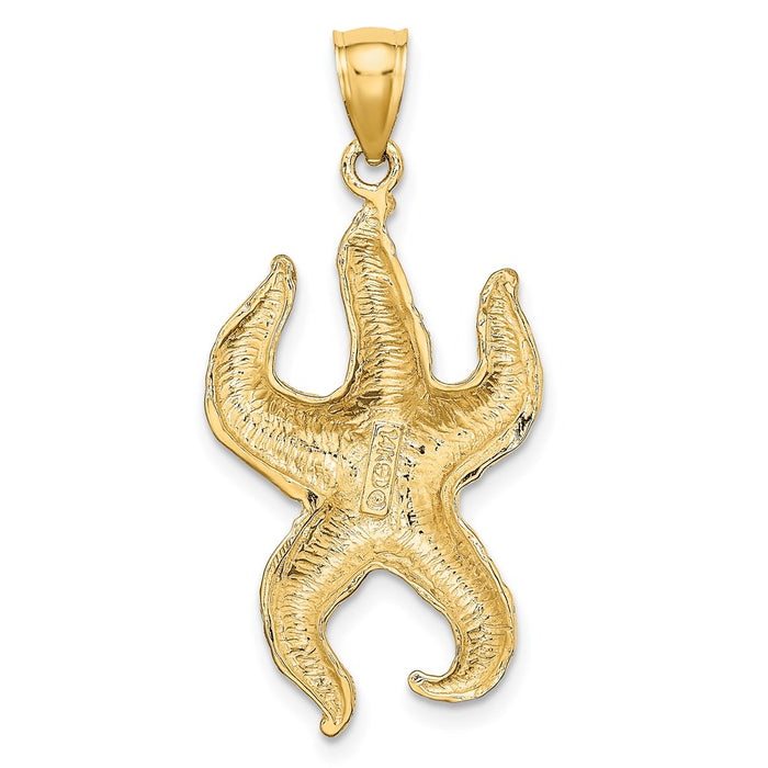 Million Charms 14K Yellow Gold Themed Textured Nautical Starfish Charm