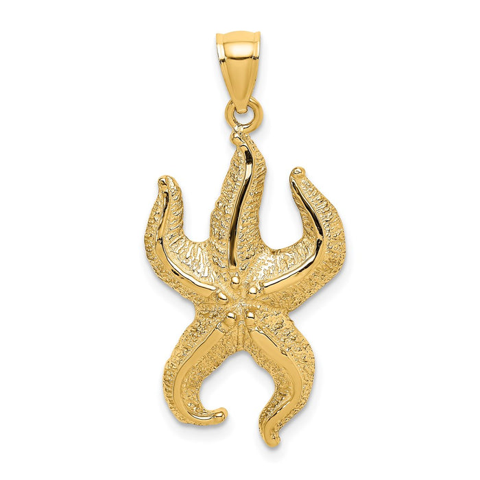 Million Charms 14K Yellow Gold Themed Textured Nautical Starfish Charm
