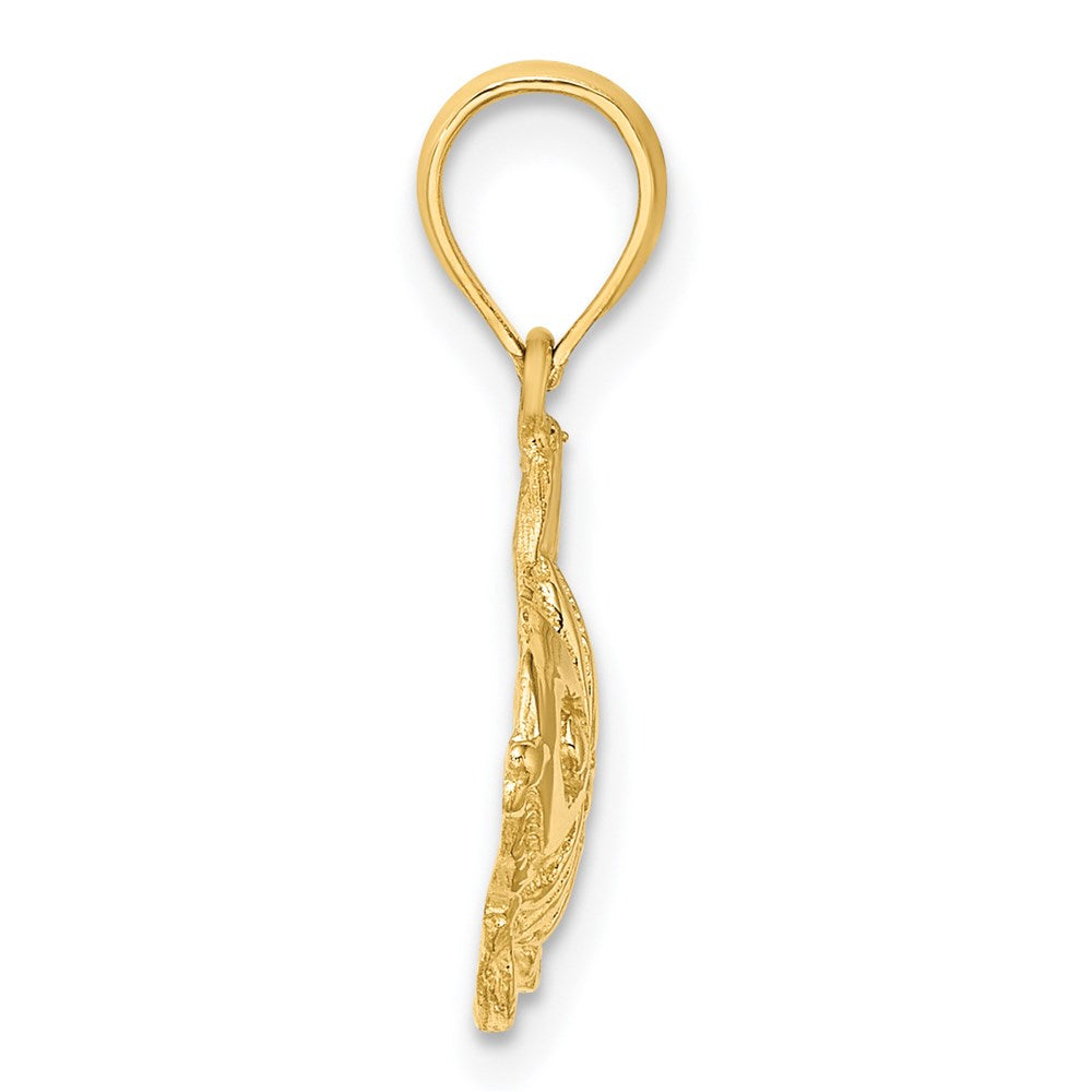 Million Charms 14K Yellow Gold Themed Polished & Engraved Fish Charm