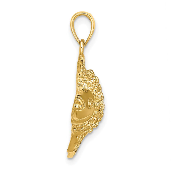 Million Charms 14K Yellow Gold Themed Polished & Textured Gold Themed Fish Charm