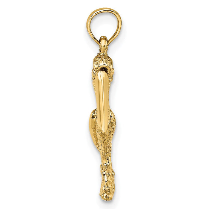 Million Charms 14K Yellow Gold Themed 3-D Small Pelican Standing With Moveable Mouth Charm