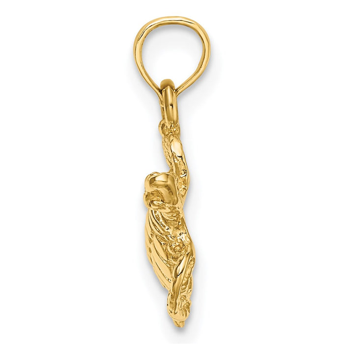 Million Charms 14K Yellow Gold Themed Textured Sea Turtle Charm