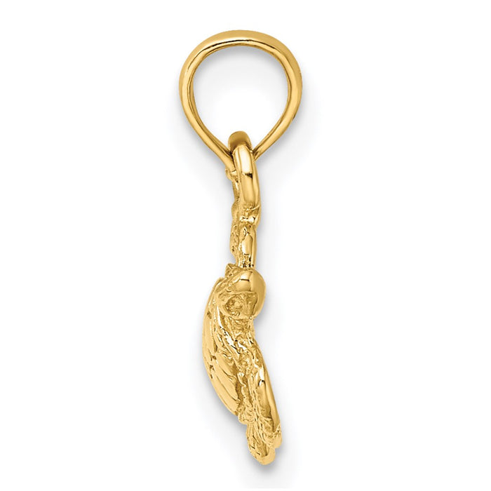 Million Charms 14K Yellow Gold Themed Textured Sea Turtle Charm