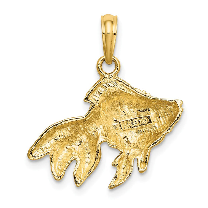 Million Charms 14K Yellow Gold Themed White Gold Themed Textured Angel Fish Charm