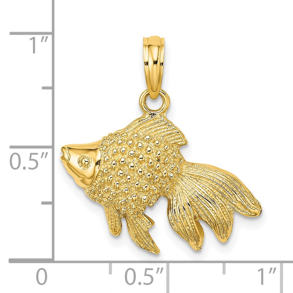 Million Charms 14K Yellow Gold Themed White Gold Themed Textured Angel Fish Charm
