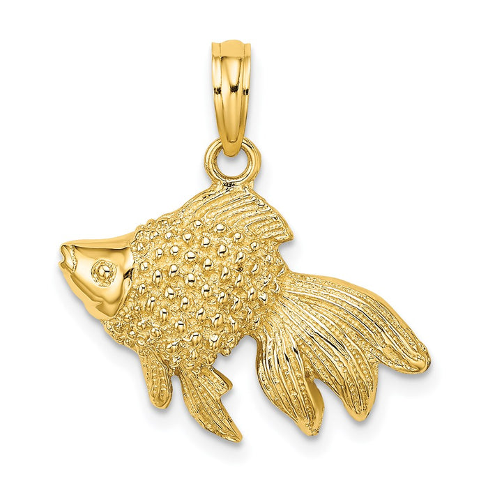 Million Charms 14K Yellow Gold Themed White Gold Themed Textured Angel Fish Charm