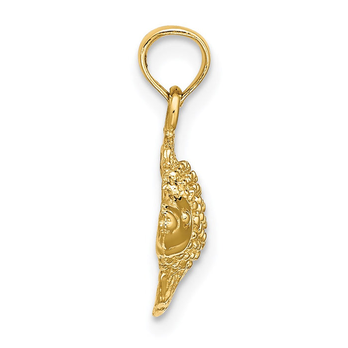 Million Charms 14K Yellow Gold Themed 2-D & Textured Gold Themed Fish Charm