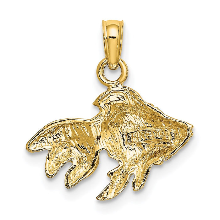 Million Charms 14K Yellow Gold Themed 2-D & Textured Gold Themed Fish Charm