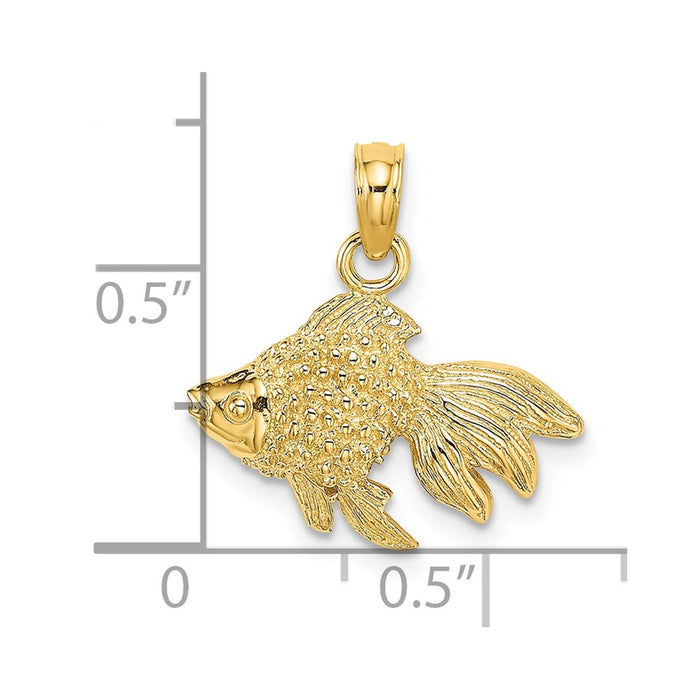 Million Charms 14K Yellow Gold Themed 2-D & Textured Gold Themed Fish Charm