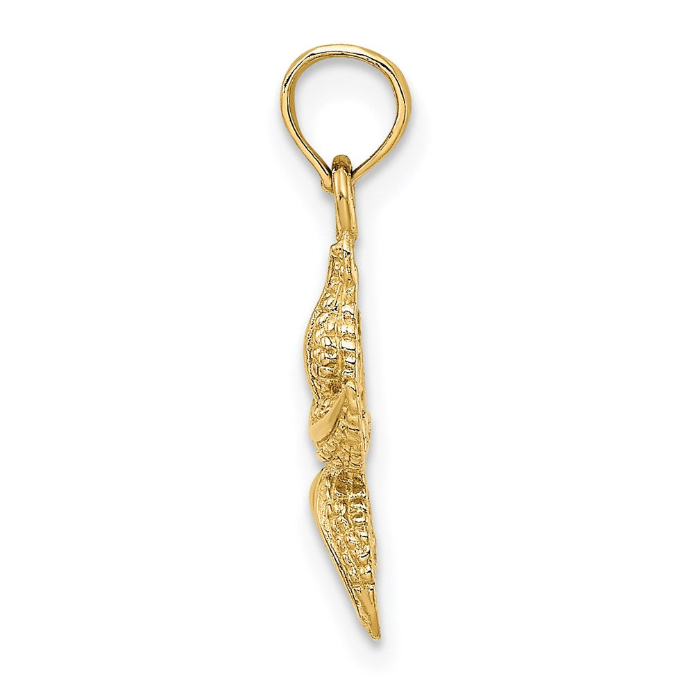Million Charms 14K Yellow Gold Themed 2-D & Textured Nautical Starfish Charm
