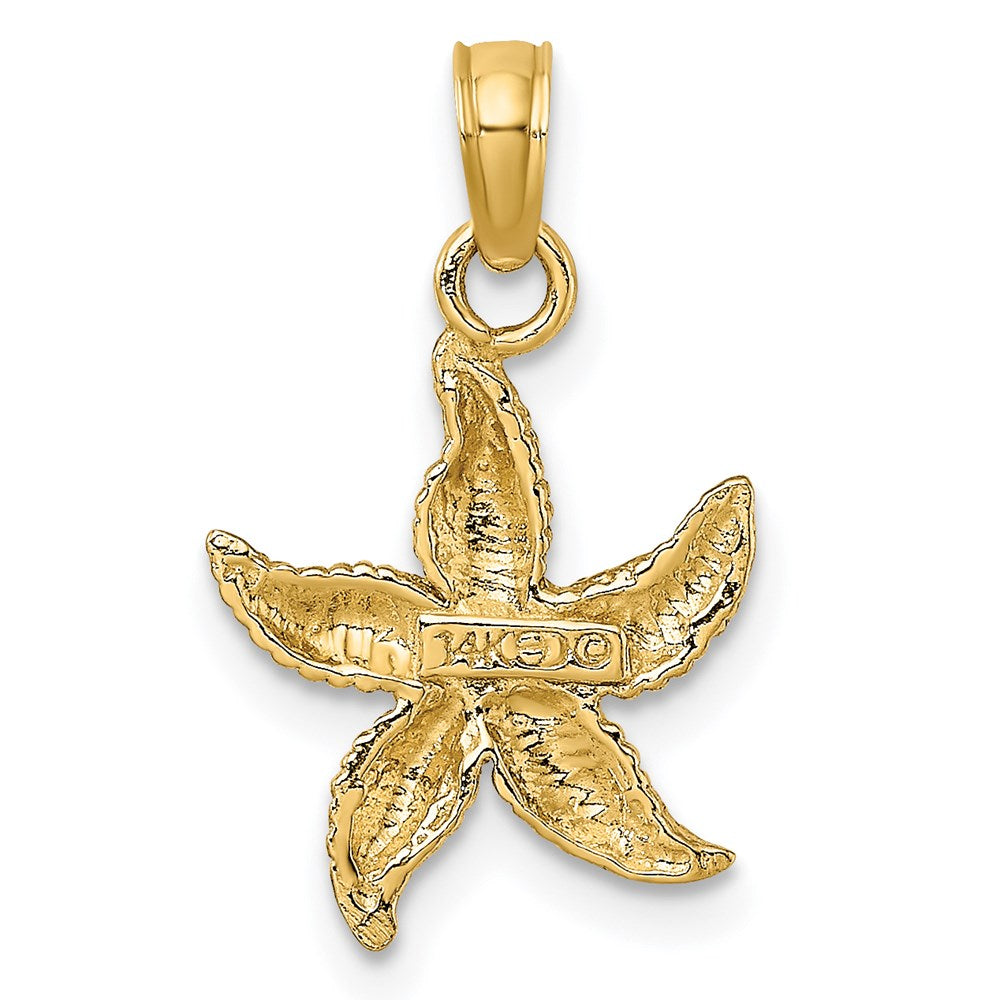 Million Charms 14K Yellow Gold Themed 2-D & Textured Nautical Starfish Charm