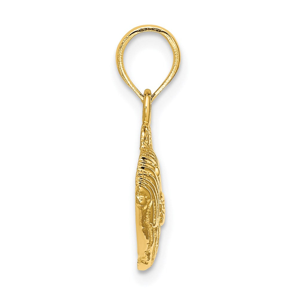 Million Charms 14K Yellow Gold Themed 2-D & Engraved Striped Fish Charm