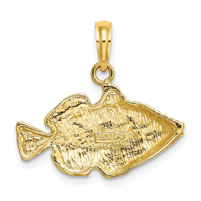Million Charms 14K Yellow Gold Themed 2-D & Engraved Striped Fish Charm