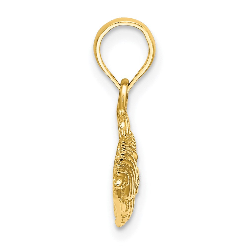 Million Charms 14K Yellow Gold Themed 2-D & Engraved Striped Fish Charm