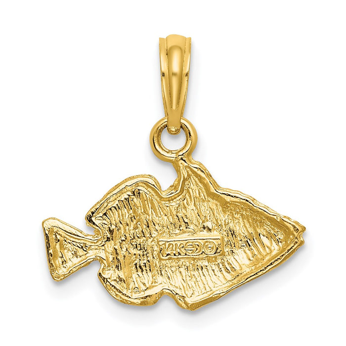 Million Charms 14K Yellow Gold Themed 2-D & Engraved Striped Fish Charm