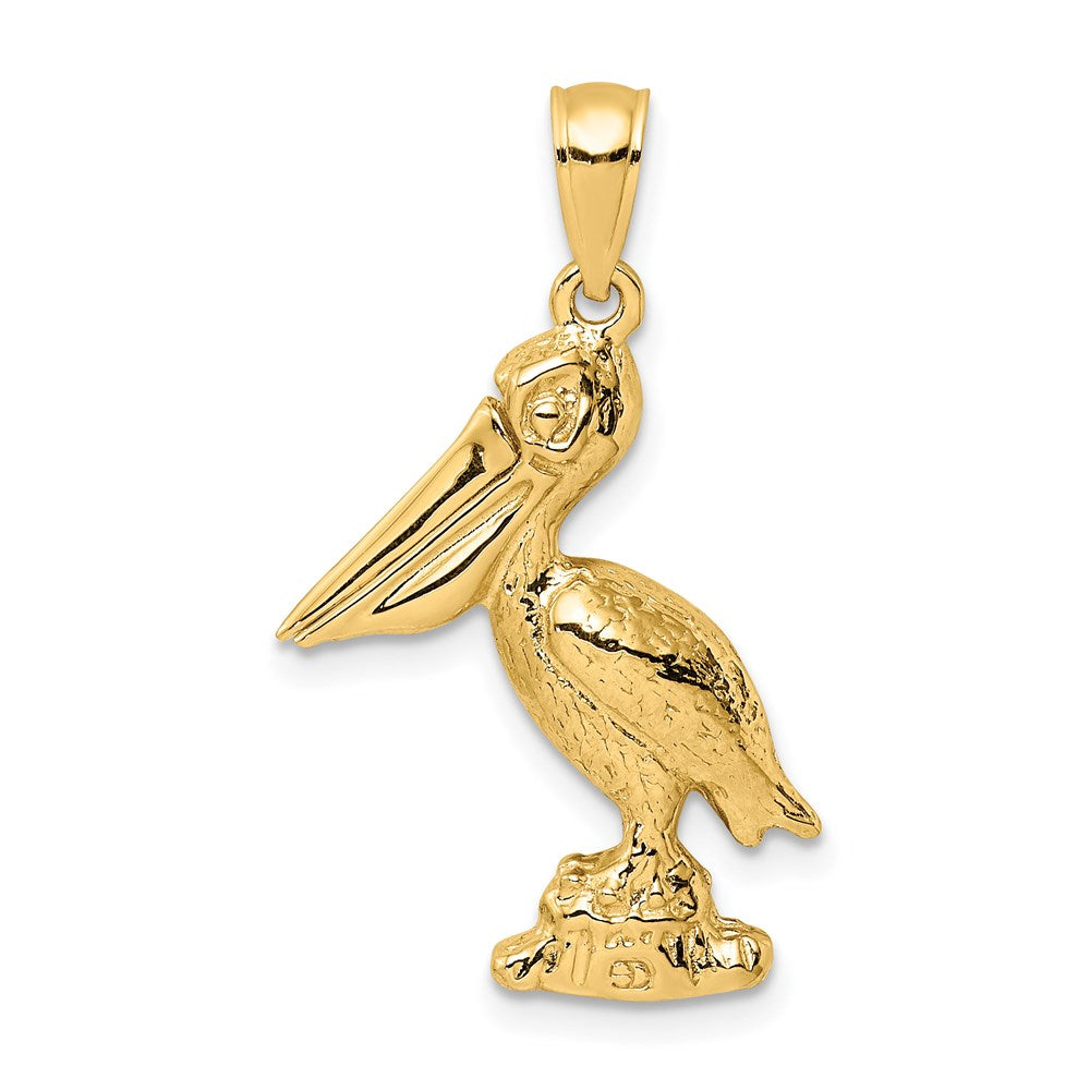 Million Charms 14K Yellow Gold Themed 3-D Large Pelican Standing With Moveable Mouth Charm