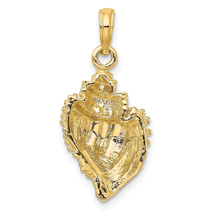 Million Charms 14K Yellow Gold Themed 2-D Textured Conch Shell Charm