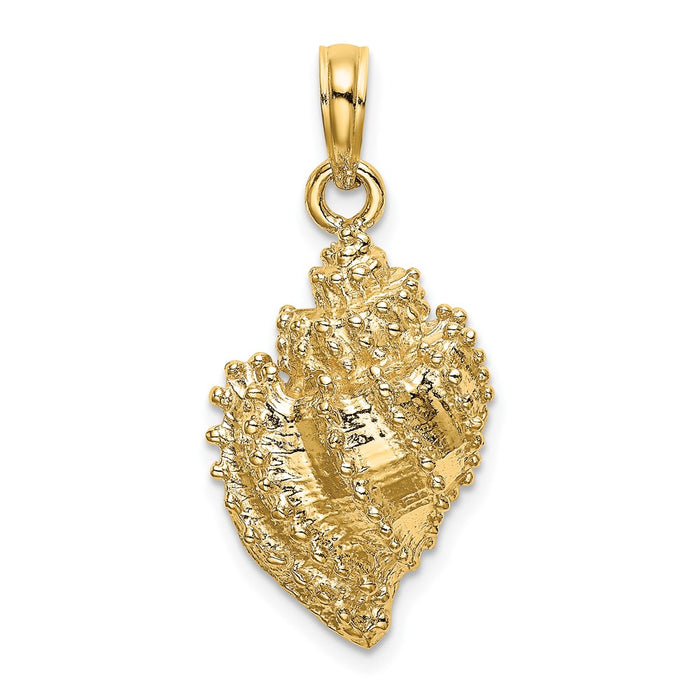 Million Charms 14K Yellow Gold Themed 2-D Textured Conch Shell Charm