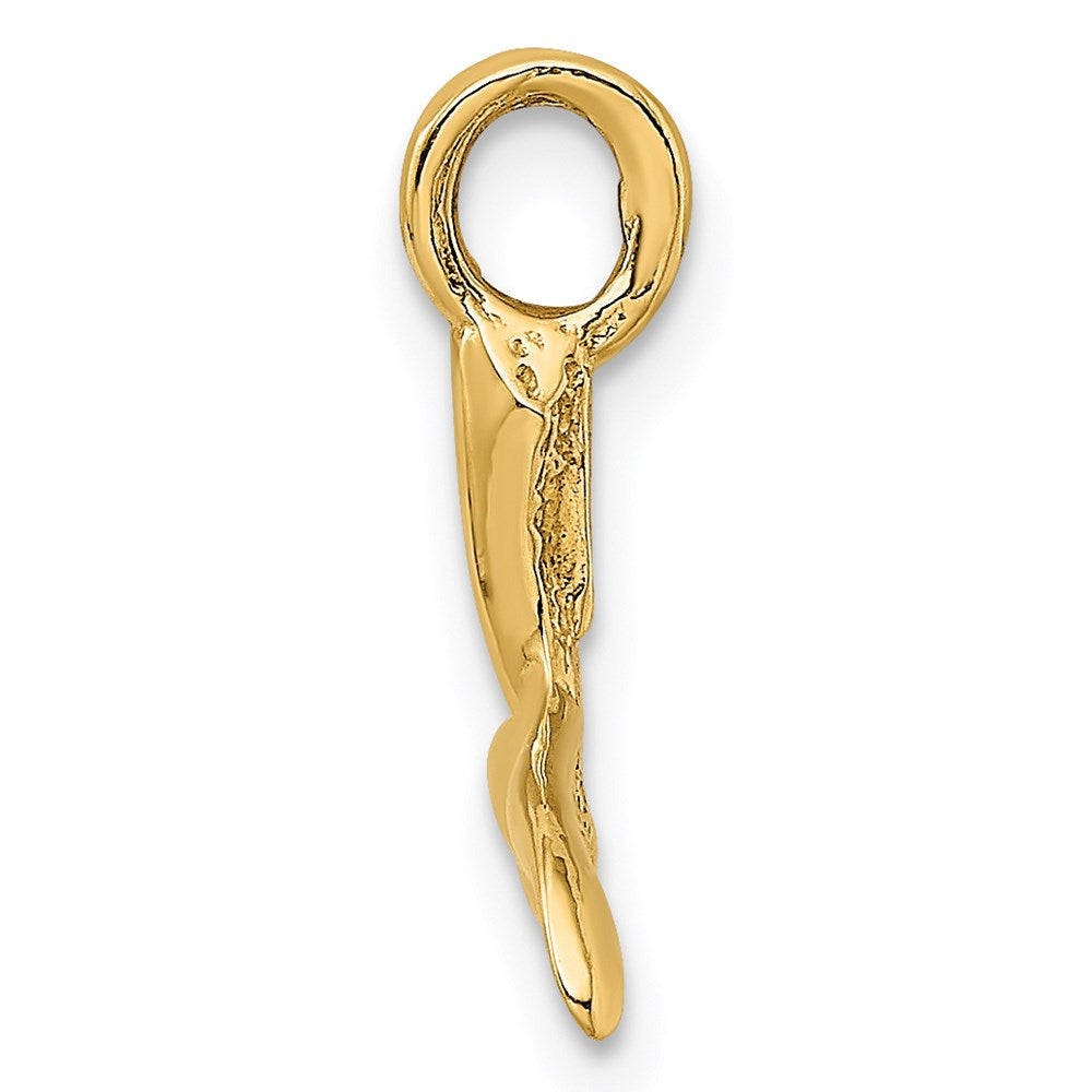 Million Charms 14K Yellow Gold Themed 3-D & Polished Whale Tail Charm