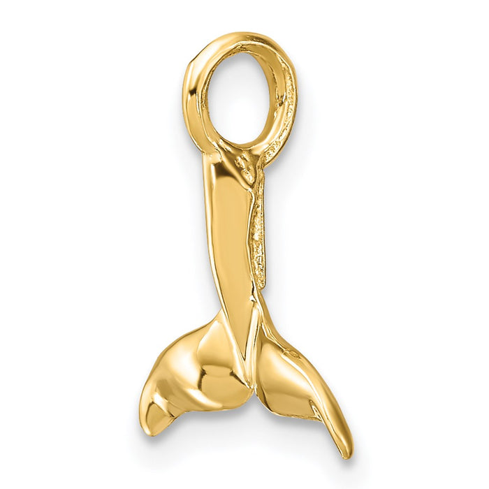 Million Charms 14K Yellow Gold Themed 3-D & Polished Whale Tail Charm