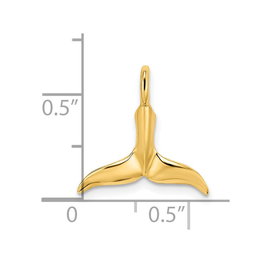 Million Charms 14K Yellow Gold Themed 3-D & Polished Whale Tail Charm