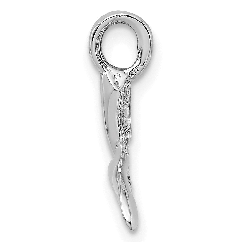 Million Charms 14K White Gold Themed 3-D & Polished Whale Tail Charm