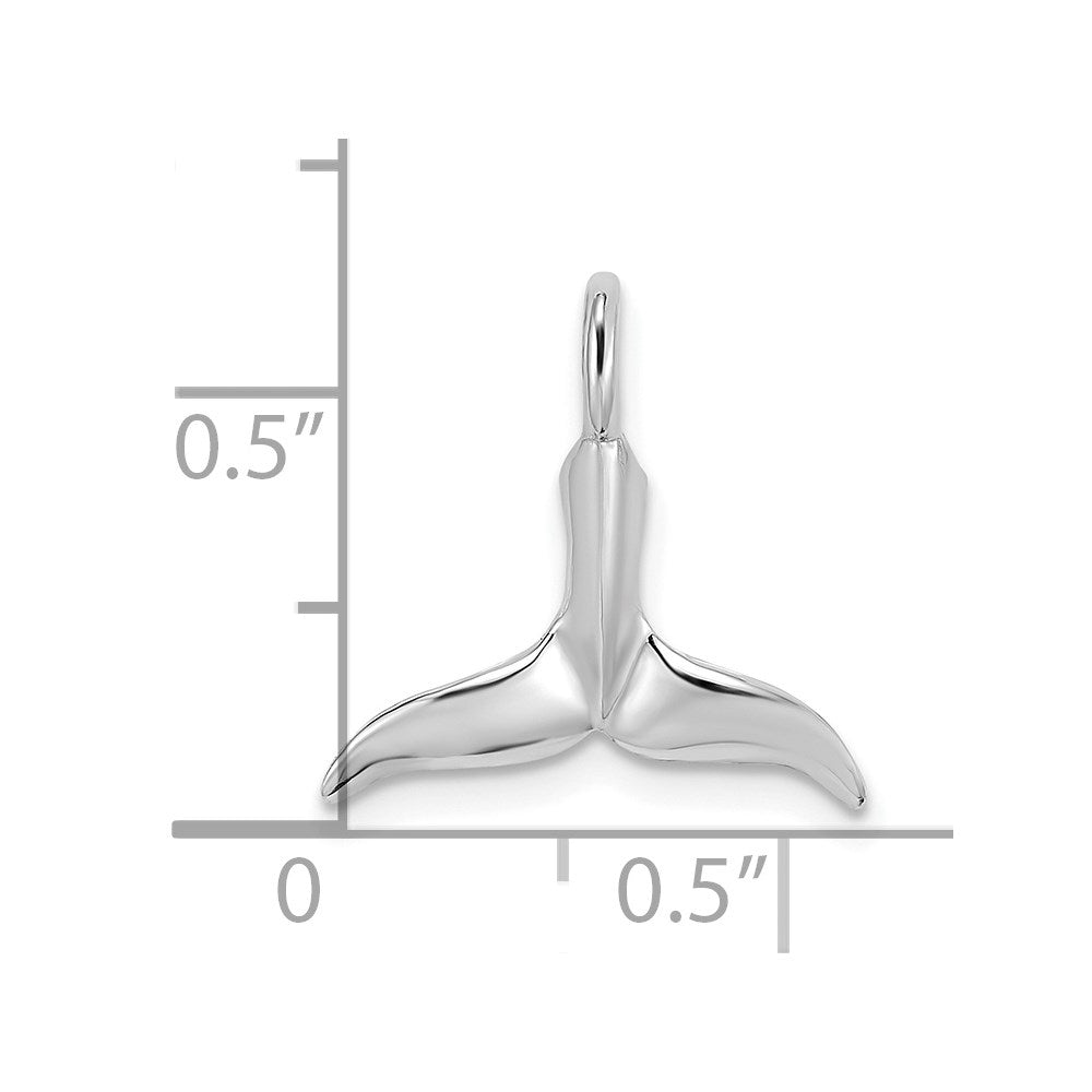 Million Charms 14K White Gold Themed 3-D & Polished Whale Tail Charm