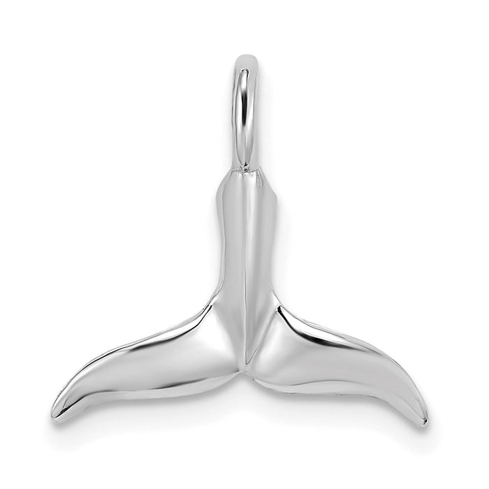 Million Charms 14K White Gold Themed 3-D & Polished Whale Tail Charm