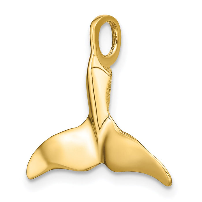 Million Charms 14K Yellow Gold Themed 3-D & Polished Whale Tail Charm