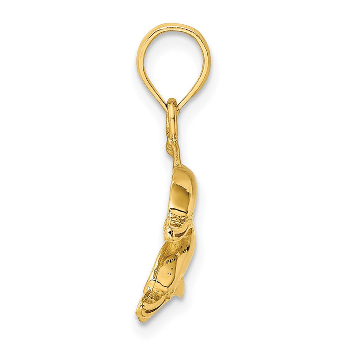 Million Charms 14K Yellow Gold Themed 2-D Polished & Engraved Dolphins Charm