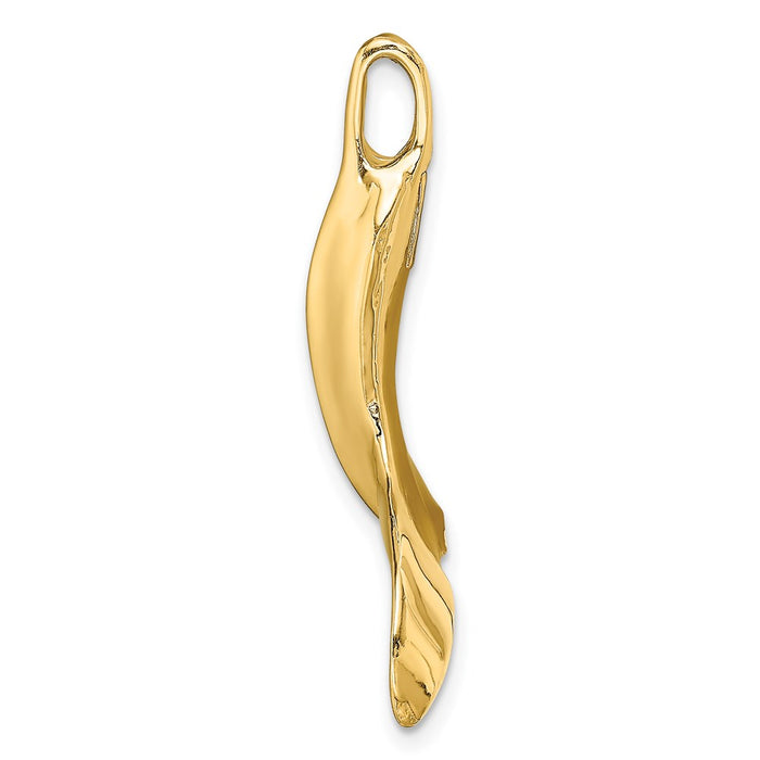 Million Charms 14K Yellow Gold Themed 3-D & Polished Whale Tail Charm