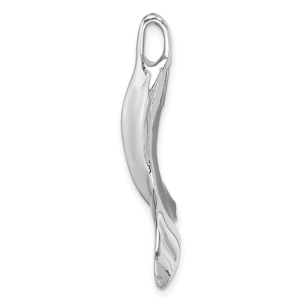 Million Charms 14K White Gold Themed 3-D & Polished Whale Tail Charm