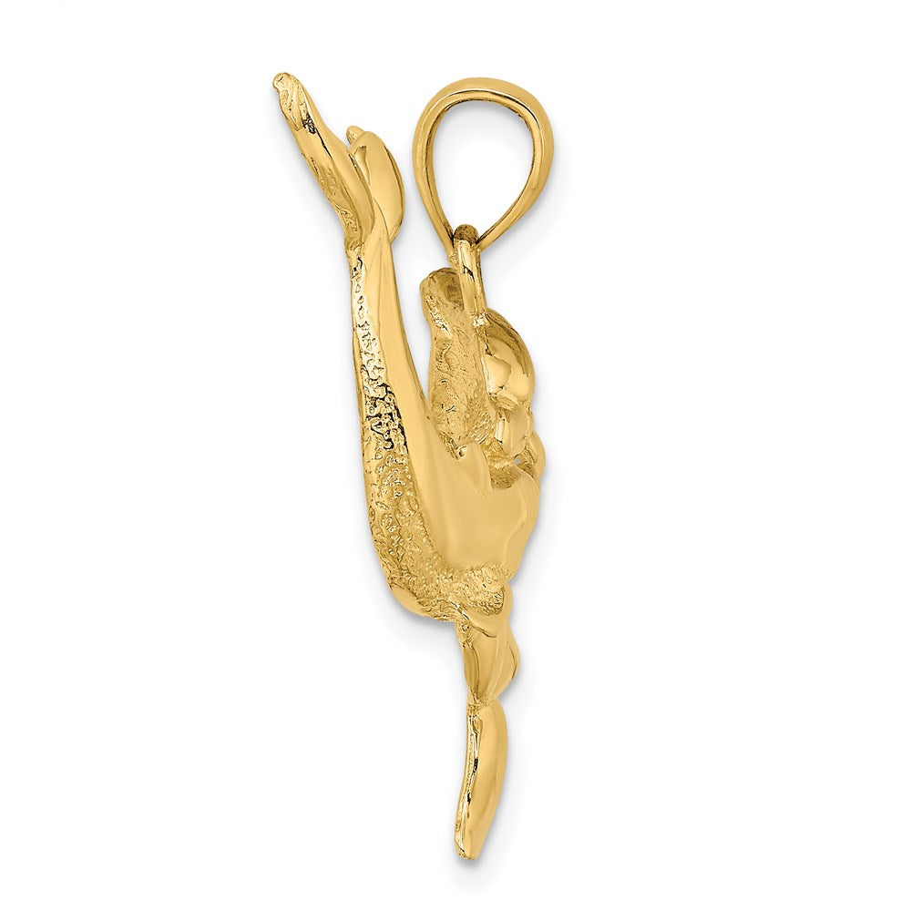 Million Charms 14K Yellow Gold Themed Polished Two Dolphins Together Charm