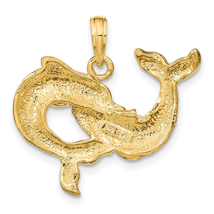 Million Charms 14K Yellow Gold Themed Dolphins Pendant