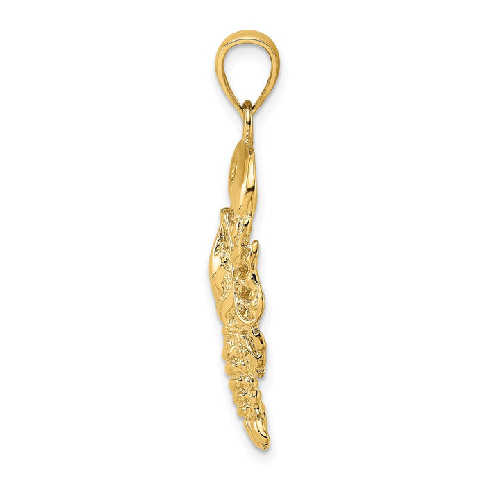Million Charms 14K Yellow Gold Themed 2-D Textured Maine Lobster Charm