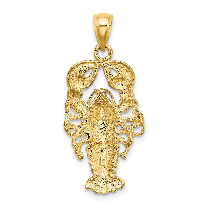 Million Charms 14K Yellow Gold Themed 2-D Textured Maine Lobster Charm