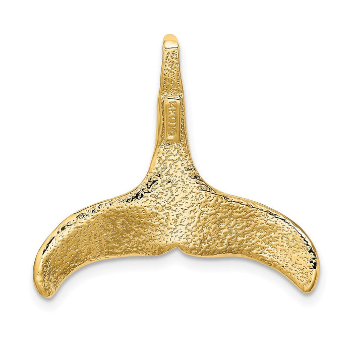 Million Charms 14K Yellow Gold Themed 3-D Polished & Textured Whale Tail Charm