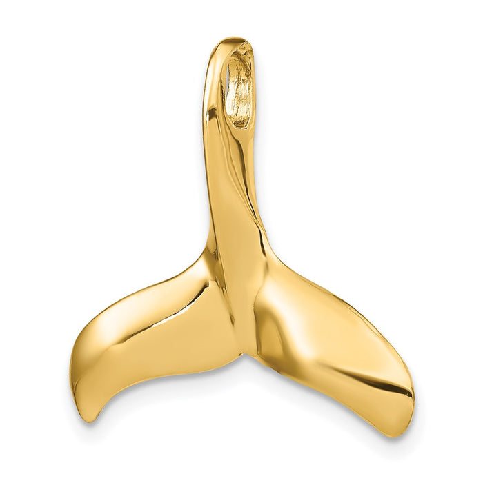 Million Charms 14K Yellow Gold Themed 3-D Polished & Textured Whale Tail Charm