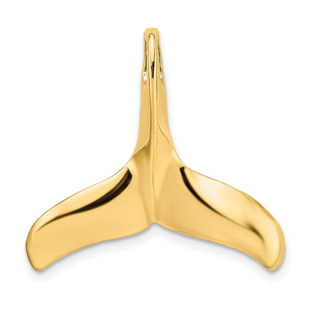 Million Charms 14K Yellow Gold Themed 3-D Polished & Textured Whale Tail Charm