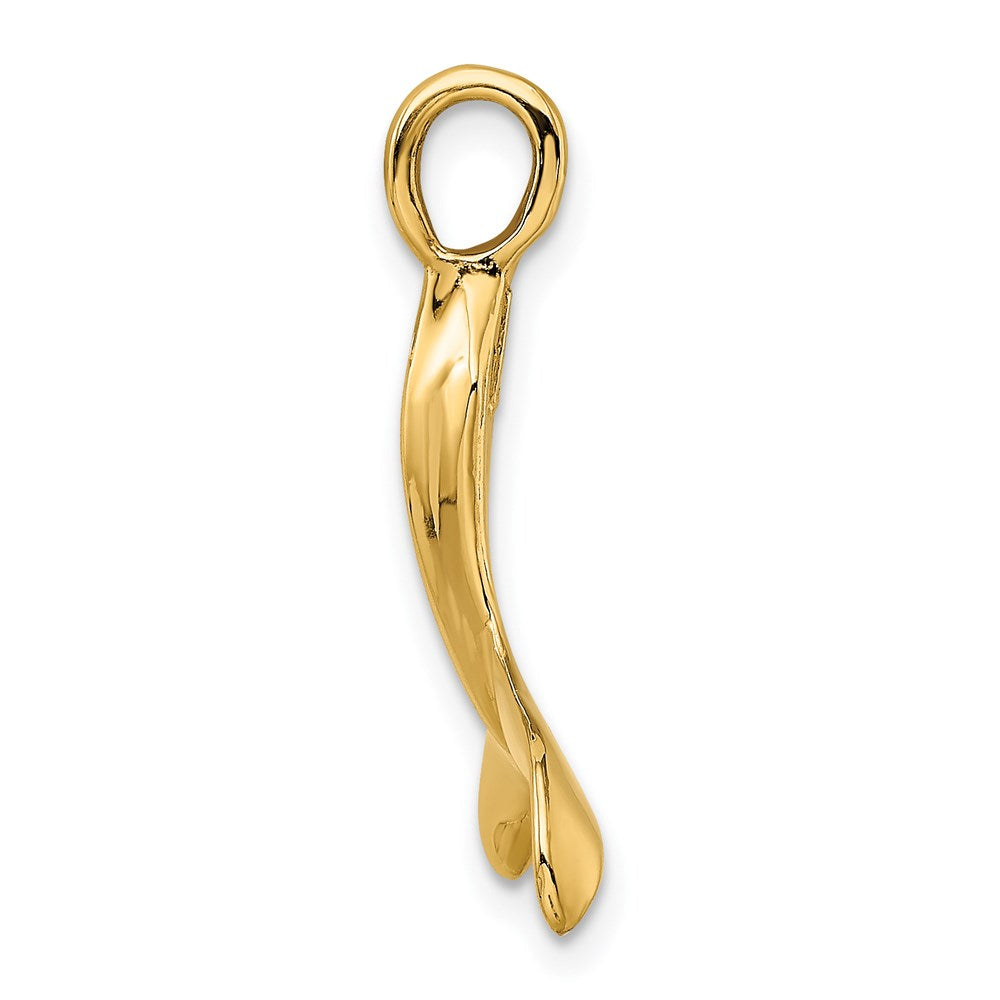 Million Charms 14K Yellow Gold Themed 3-D Polished Whale Tail Charm