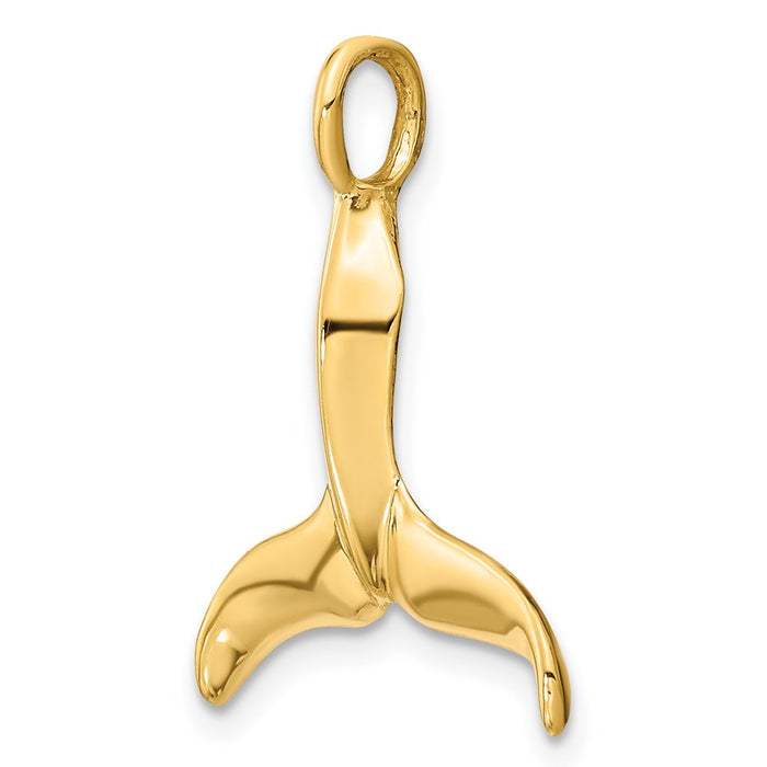 Million Charms 14K Yellow Gold Themed 3-D Polished Whale Tail Charm